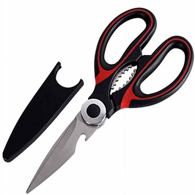 Tijeras de acero inoxidable de alta resistencia para cortar pollo, pescado, carne, verduras, hierbas y frutos secos, con funda protectora Tijeras de cocina multiusos