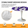 thumbnail image 2 of Elastic Fitted Round Tablecloth, Purple White Moire Waterproof Stretch Table Cover for 55"-60" Tables, Modern Abstract Art Elegant Washable Outdoor Tablecloths for Patio, Picnic, Camping, 2 of 9
