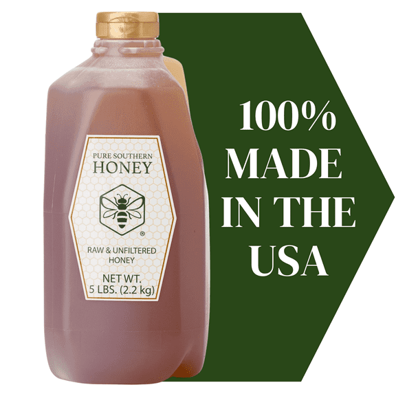 100% USA-Made Raw Unfiltered Honey, Pure Southern Honey [5 lb] - Unheated, All-Natural Sweetener