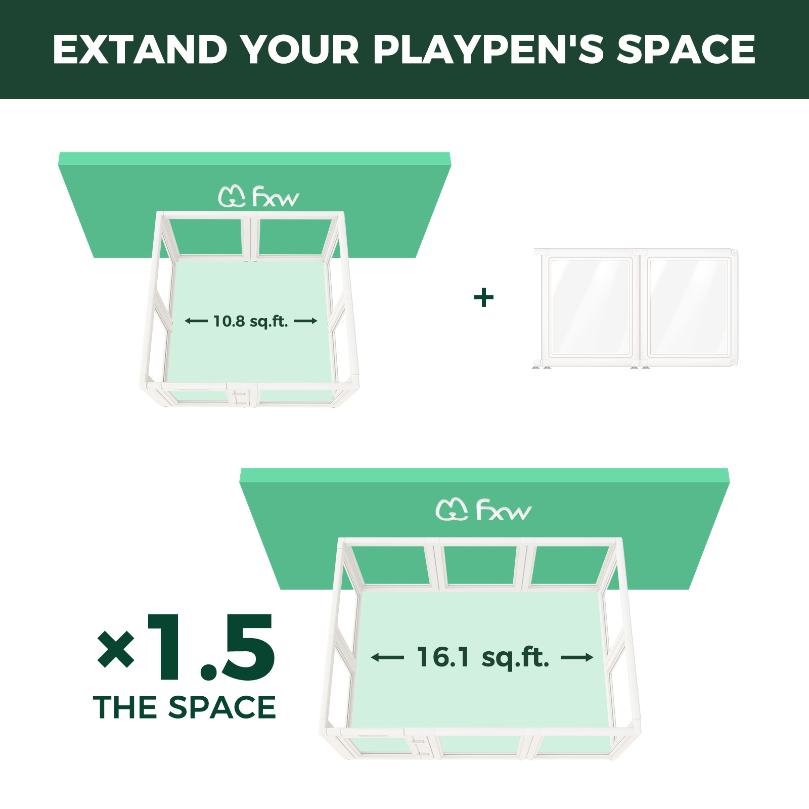 FXW AuraSpace Acrylic Indoor Dog Playpen for Small Dogs, 24 inch, 2 Panels, White