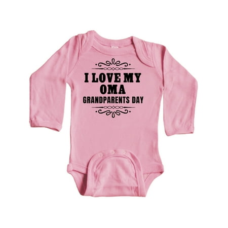 

Inktastic Grandparents Day I Love My Oma Gift Baby Boy or Baby Girl Long Sleeve Bodysuit