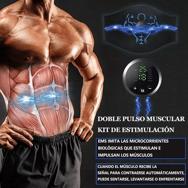 Cinturón Estimulador Muscular Masajeador Reductor De Grasa Negro