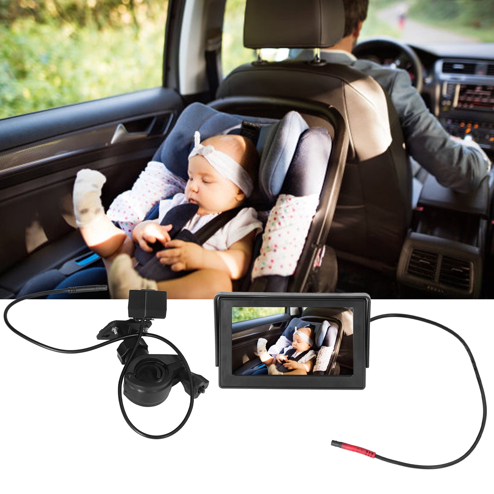 LAZIOEGR Baby Car Monitor Backseat Camera Back Seat Mirror 140 Degree View Angle Easy Adjustment 5.0 Inches Display For Newborn Infants Toddlers (5.0 in / 12.7 cm)