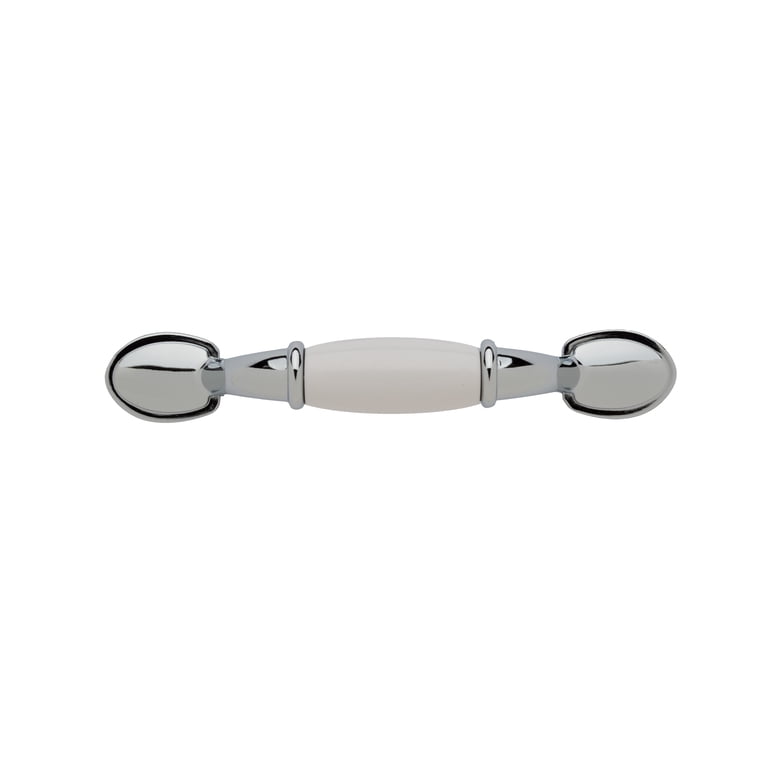 Mainstays Classic Cabinet Pull, Chrome And White, 2 Pack photo 3