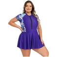 thumbnail image 4 of vastwit Women Plus Size One Piece Swimsuit Short Sleeve Rash Guard Swimming Dress Modest Beach Bathing Suit Navy Blue XXL, 4 of 7