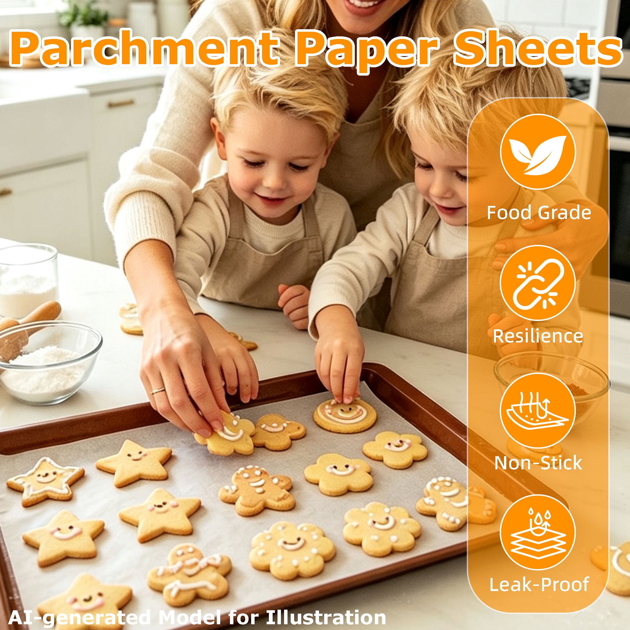 200‑Sheet Parchment Paper Sheets for Baking, 9"x13" Pre‑Cut Non‑Stick Baking Liners, Oil‑Proof Cooking Parchment Paper, Non‑Stick Cooking Sheets for Oven Roasting & Air Fryer