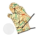 thumbnail image 2 of Hairdressing Tools Retro Scissors Salon 4Pcs Oven Mitts and Pot Holders Sets Oven Kitchen Gloves Hot Pads for Cooking BBQ Baking Grilling, 2 of 7