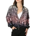 thumbnail image 1 of Womens Sequin Long Sleeve Front Zip Jacket with Ribbed Cuffs, 1 of 5