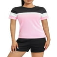 thumbnail image 2 of Short Sleeve Tops and Shorts Set in Contrast Color for Women‘s Workout, 2 of 9