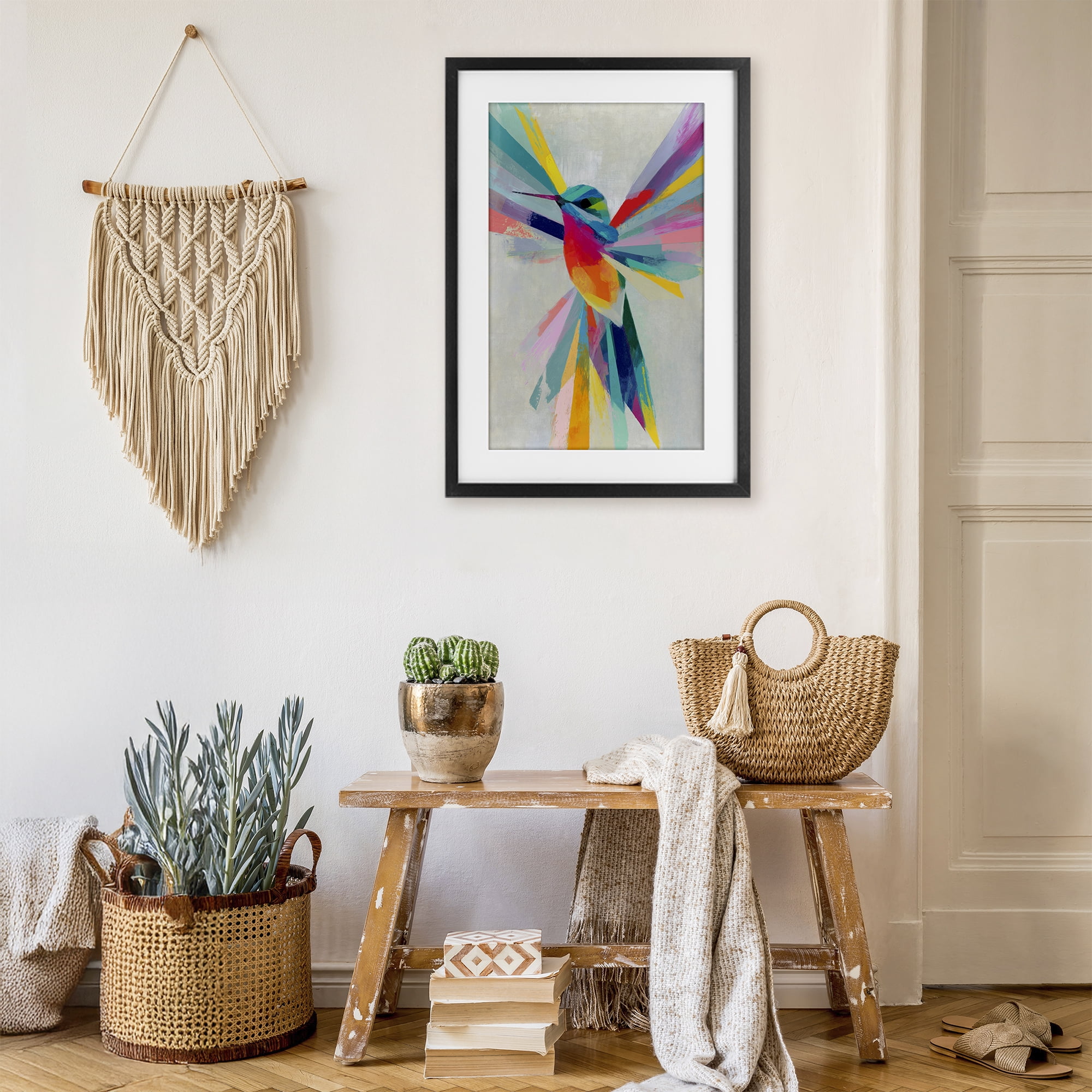 Stupell Industries Rainbow Winged Hummingbird Black Framed Print Under Glass, design by Chromatic Storm Studio