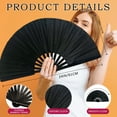 thumbnail image 2 of ffscafscn  Folding Fan UV Glow Rave Bamboo Hand Fan Carnival Decoration Black Print Wedding Night Club Concert Tai Chi Kung Fu Large, 2 of 4