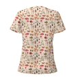 thumbnail image 5 of Wukai Retro Autum Mushrooms Casual V-Neck Graphic Tees for Women: Lightweight and Breathable Summer Tops with Stylish Design-Large, 5 of 8