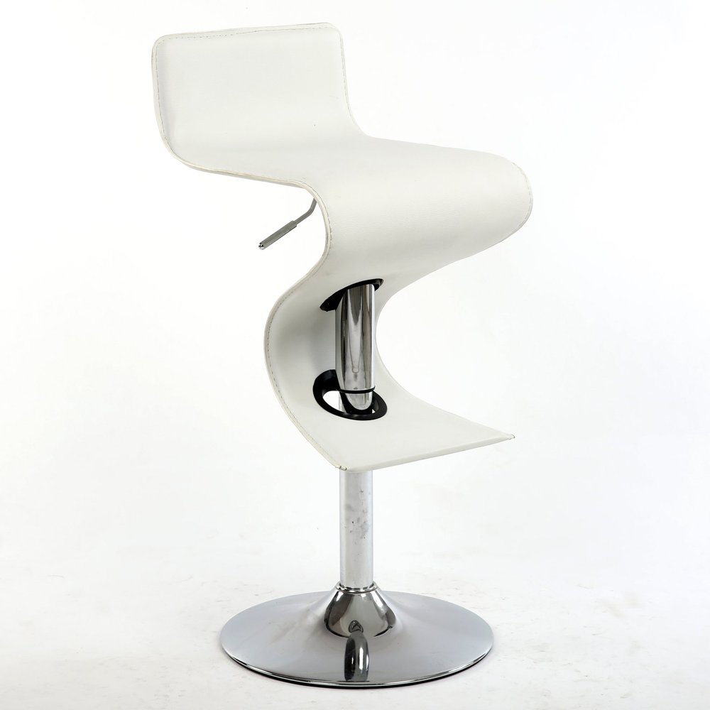 King White Adjustable Height White Bar Stool