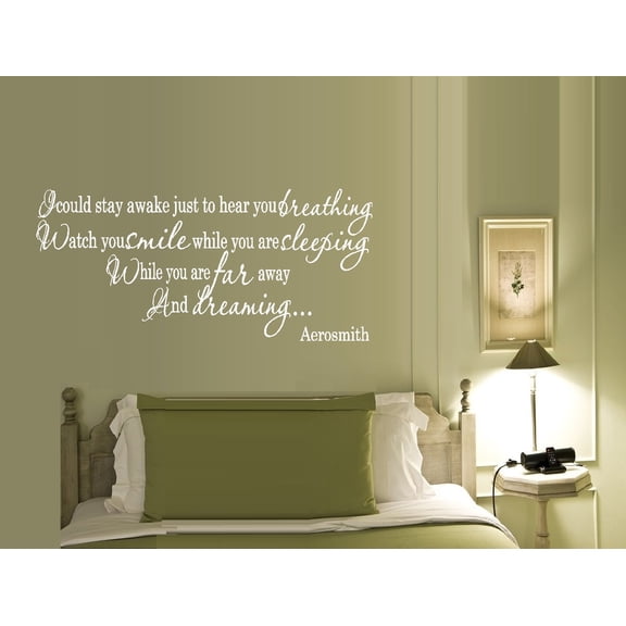 I could Stay awake just ot here you Breathing: Lyrics Wall Decal Wht 13" x 28 "