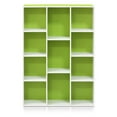 Furinno 11Cube Reversible Open Shelf Bookcase, White/Green 11107WH/GR