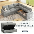 thumbnail image 5 of 85 Inch Modular Sectional Sofa Couch with Pull Out Bed, L Shaped 5 Seat Cloud Sectional Sleeper Sofa with Storage, Removable Sofa Cover, Light Gray, 5 of 9