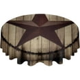 thumbnail image 2 of Western Texas Star Round Tablecloth 60 Inch - Waterproof Fabric Table Cloth Protector, Farmhouse Barn Brown Wooden Tablecloths Washable Table Cover for Kitchen Banquet Coffee Table Outdoor Party, 2 of 6