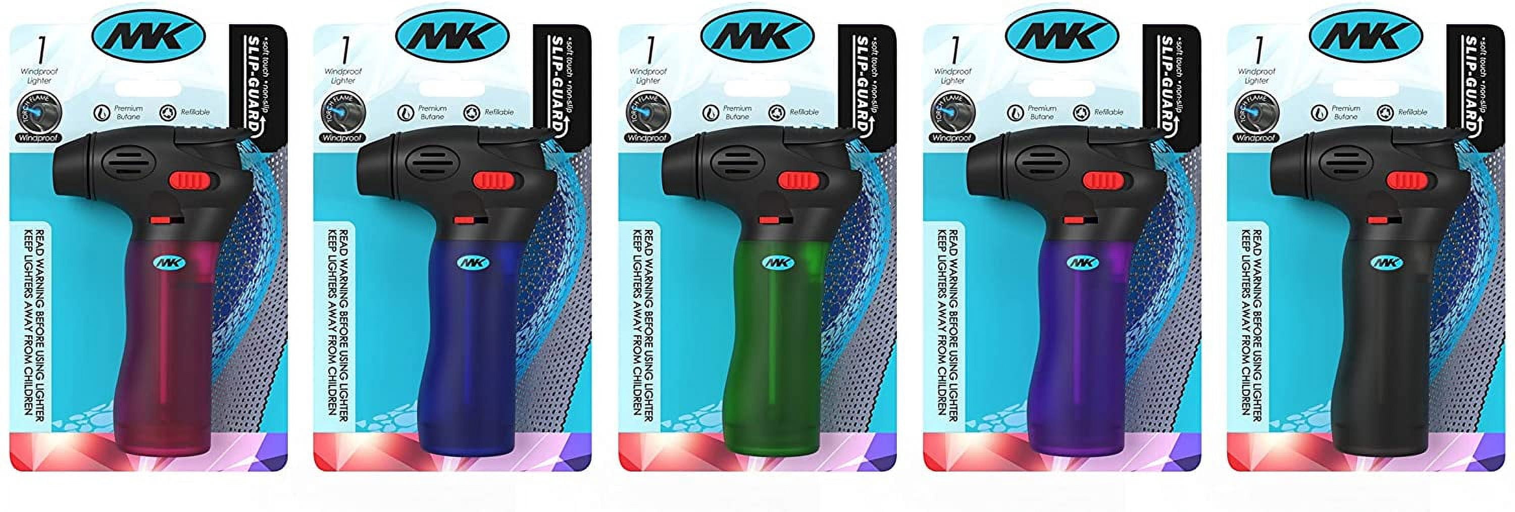 MK Maverick Mini Adjustable Flame, Long-lasting, Refillable, Handheld  Windproof Torch Lighter - 5 Count Pack