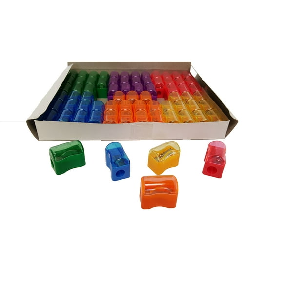 Pencil Sharpeners For Kids with Removable Neon Colored Lids (144 Pack)