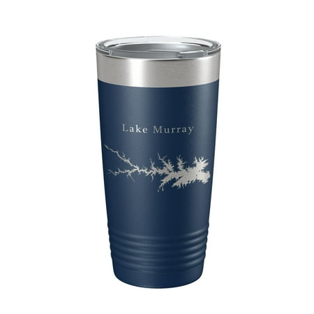 

Lake Murray Map Tumbler Travel Mug Insulated Laser Engraved Coffee Cup South Carolina 20 oz Navy Blue