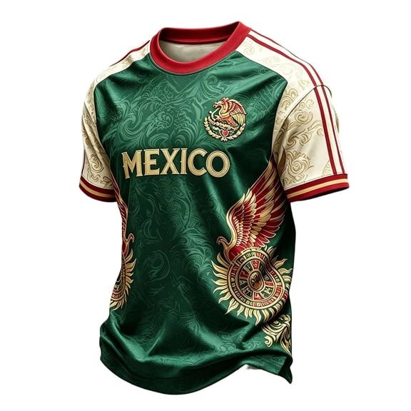Zimjoy 2026 Men's Mexico Soccer T-Shirt World Soccer Game National Team 2D Graphic Crew Neck Short Sleeve Tee Green L