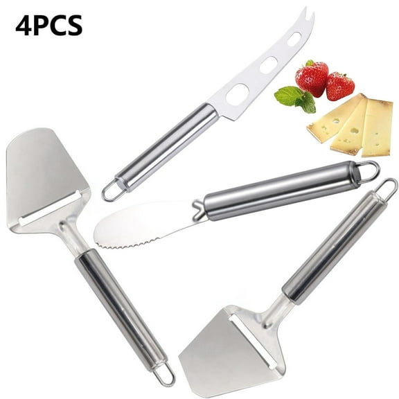 OFEFE Stainless Steel Cheese Slicer Set, 4pcs Cheese Knife, Butter Spreader & Cheese Slicer with Ergonomic Non-Stick Silver Blade, Perfect for Charcuterie Boards, Block Cheese & Cooking Essentials