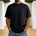 thumbnail image 2 of Timoontee Men's Solid Color Short Sleeve Round Neck Casual Fashion T-Shirt Black M, 2 of 7