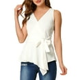 thumbnail image 1 of INSPIRE CHIC Hauts d'Été Sans Manches à Encolure en V Portefeuille à Taille Nouée pour Femmes, 1 of 6