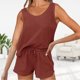 thumbnail image 3 of Camiseta de punto para mujer pantalones cortos camiseta con cuello redondo para mujer conjunto de pantalones cortos atuendo diario FLhrweasw Para estrenar, 3 of 7