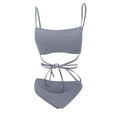 thumbnail image 5 of BONIXOOM Two Piece Swimsuit For Women Underwire Elastic Solid Two-Piece Sets High Cut Summer Swimwears on Clearance Gray Size 10, 5 of 5