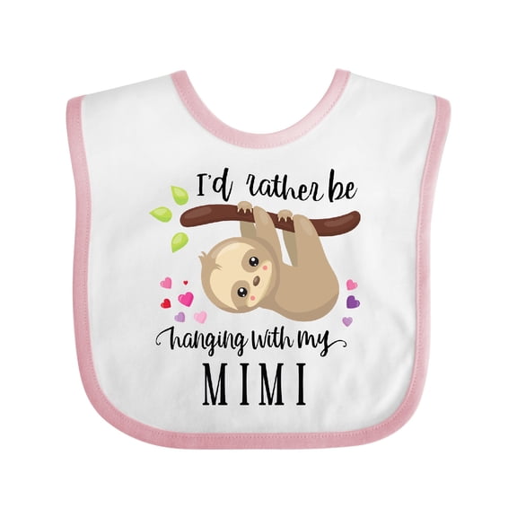 Inktastic Sloth I'd Rather Be Hanging with Mimi Boys or Girls Baby Bib