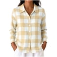 thumbnail image 3 of Luivaraty Flannel Plaid Shirts for Women Button Down Lapel Tops Fashion Casual Long Sleeve Dressy Shirts，S-2XL, 3 of 6