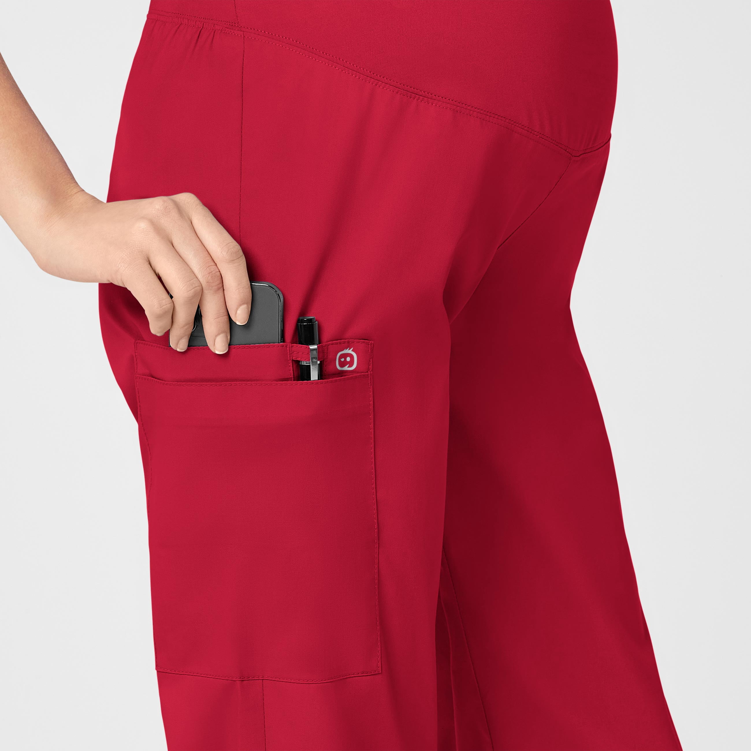 Wink WonderWORK Maternity Cargo Scrub Pant, Red, S Womens