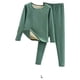 thumbnail image 3 of Guardurnaity Conjunto de ropa interior térmica para mujer, calzoncillos largos cómodos para clima frío y cálido, ropa interior de cuello de Ropa interior Verde L, 3 of 6