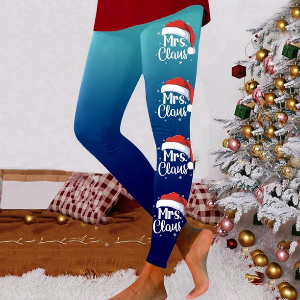 MKLEKYY Leggings para mujer, leggings con estampado navideño festivo para mujer, pantalones de yoga de cintura alta, mallas deportivas cómodas para fitness y entrenamiento