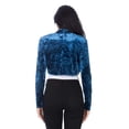 thumbnail image 6 of Fashion Secrets Women`s Collarless Open Front Velvet Bolero Shrug Cardigan Cropped Jacket (XXX Large, Denim Blue), 6 of 6