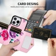 thumbnail image 6 of TECH CIRCLE Wallet Case for iPhone 13 ,PU Leather Flip Protective Stand Flowers Floral Women Girls Case Card Holder Wristlet Mirror Shoulder Purse Case for iPhone 13 6.1" 2021,Pink, 6 of 10
