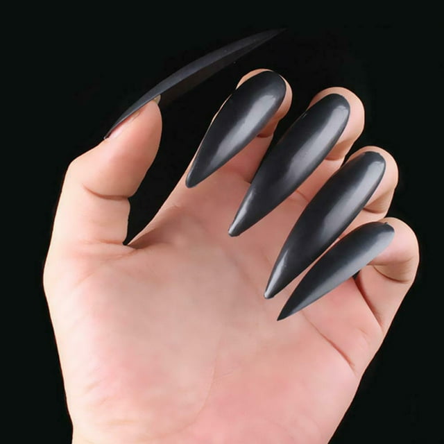 10Pcs Halloween Witch False Nail Tips Zombie Cosplay Full Cover Stiletto Nails Artificial Nails
