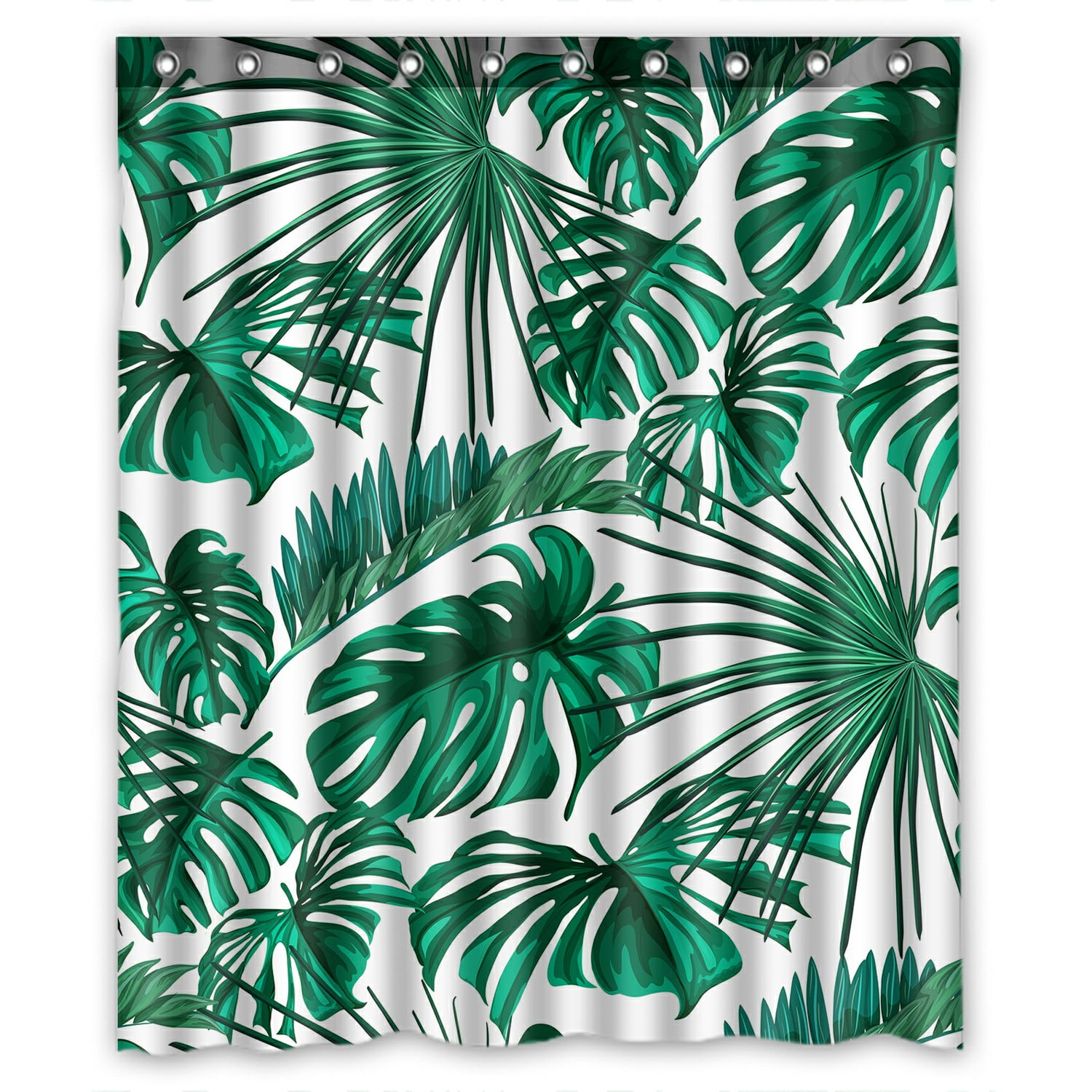 ECZJNT Tropical Palm Leaves Shower Curtain And Hooks For Home Decor