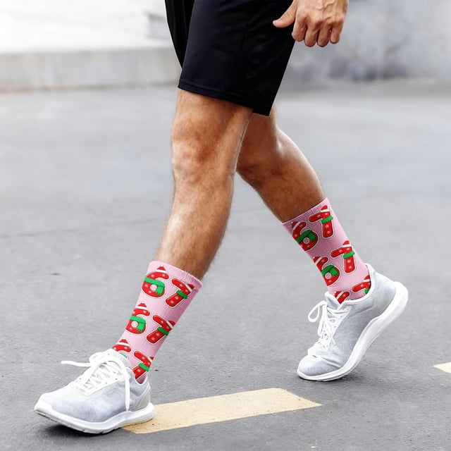 Bas Roses Thème de Noël Confortables Chaussettes de Sport Mi-Mollet Imprimées 3D Mignonnes