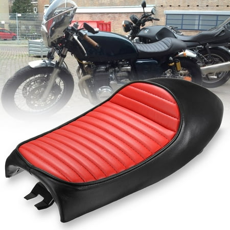 HALLOLURE U niversal MOTO Retro Vintage Red Hump Saddle Cafe Racer Seat Motorcycle Custom Cover Cushion For CG125 Professional Design for Long Time (Best Motorcycle Seat For Long Rides)