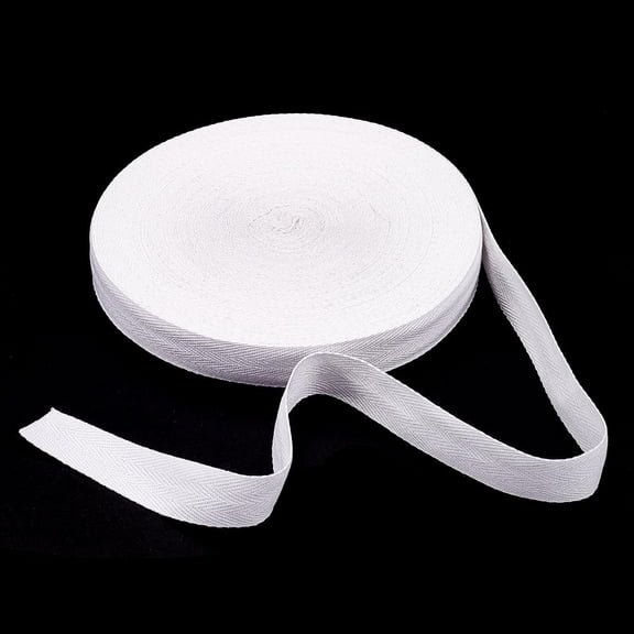 50 Yards Cotton Twill Tape Trim 1 inch Wide Herringbone Shape Cotton Trim White Cotton Twill Tape Ribbon Fabric Roll for Sewing Crafts DIY Webbing Bias Binding Gift Wrapping Home Decor