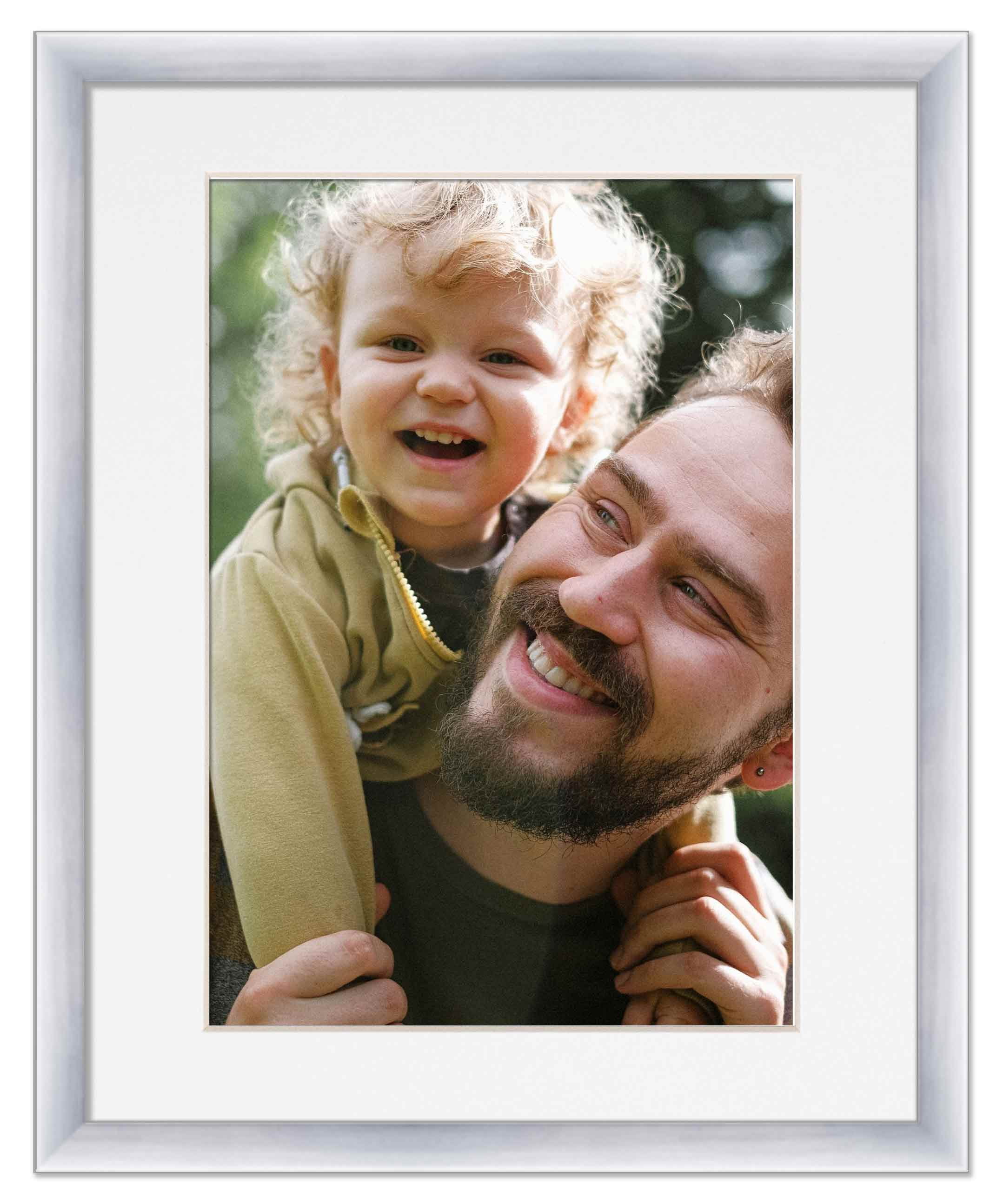 18x24 Frame Silver With White Picture Mat For 18x24 Photo - Silver 22x28 Frame To Display Print or