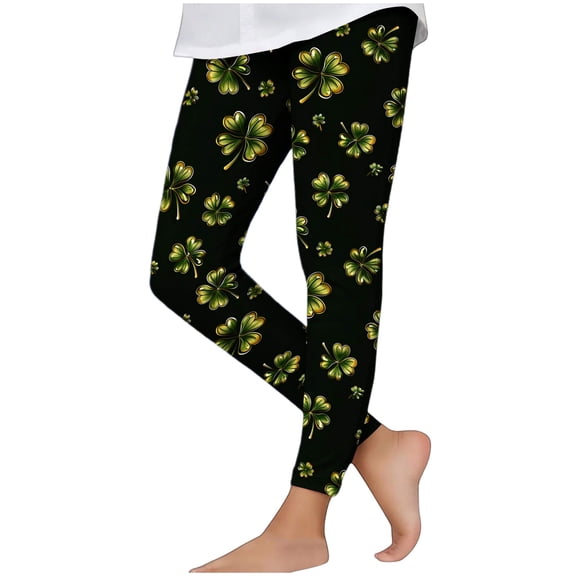 IFNWSV Girls Leggings Print Stretchy Pull On Elastic Waist Footless Tights Casual Opaque Bottoms for Active Play Green 4 Years