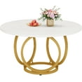 thumbnail image 6 of 47.2" Round White & Gold Dining Table | Seats 4-6 | Durable Steel Geometric Base | Scratch & Heat Resistant MDF Top | Perfect for Dining Room, Kitchen, 6 of 7