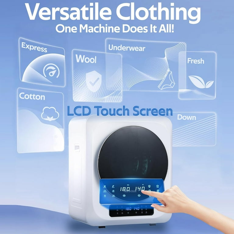 TIRAMISUBEST Electric Portable Clothes Dryer with Touch Screen Panel - White