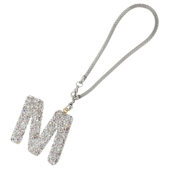 FELTECHELECTR 1Pcs Bling Car Letter Charm Rear View Mirror Ornament Artificial Crystal Luxury Auto Decoration for Women