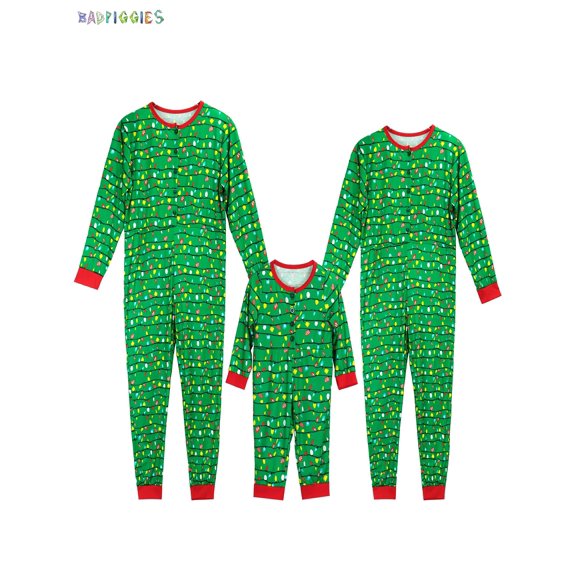 BadPiggies Christmas Family Matching Pajamas Pjs Set Xmas Tree Holiday Sleepwear Nightwear