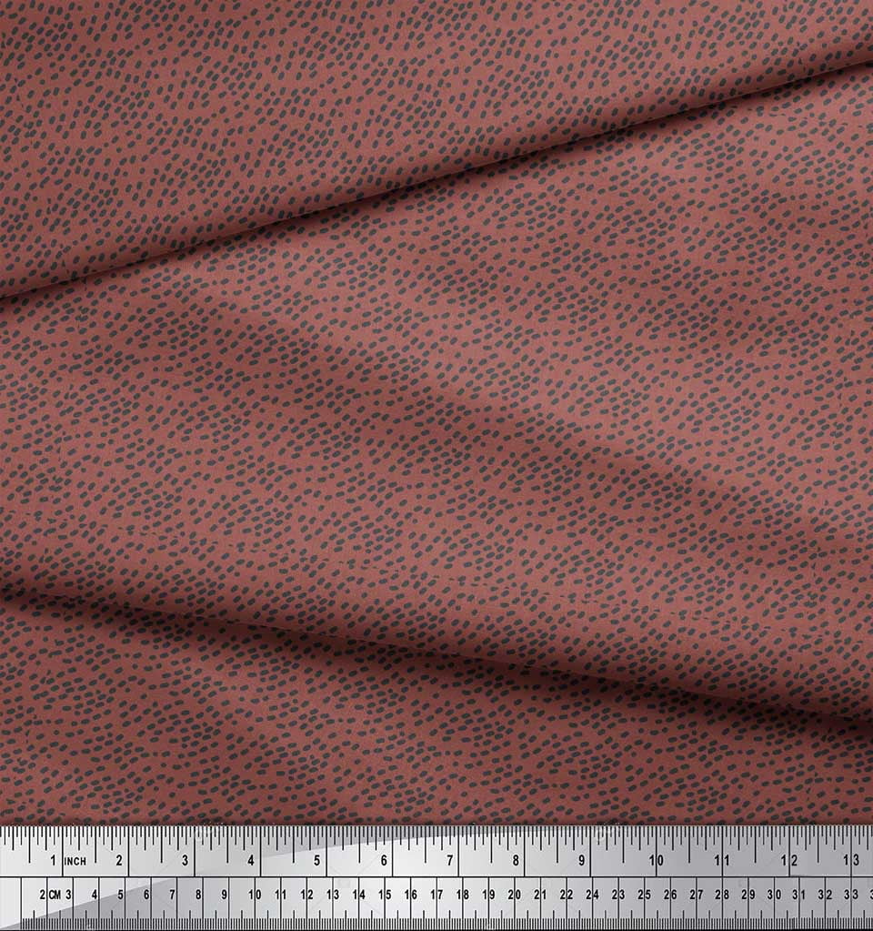 Soimoi Brown Rayon Fabric Brush Stroke & Dots Abstract Fabric Prints By Yard 42 Inch Wide