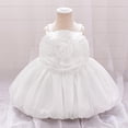 thumbnail image 2 of THDHVS Flower Girl Dress,Baby Girl Sleeveless Dress with Oversized Flowers and Tiered Skirt for Special Event and Pageant,Girls' Dresses White, 2 of 10